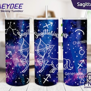 Sagittarius - Zodiac - Horoscope 20 oz Skinny Tumbler Sublimation Design, Zodiac Signs, Astrology, Stars & Celestial for 20oz Skinny Tumbler