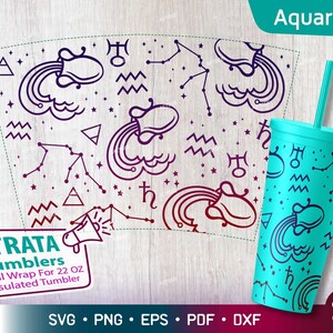 Waterman - Zodiac - Horoscoop Svg voor Strata Tumblers 22 oz, Zodiac Sign Svg, Constellation Svg voor Strata Cup
