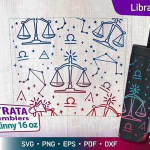 Weegschaal - Zodiac - Horoscoop Svg voor Strata Skinny Tumblers 16 oz, Zodiac Sign - Constellation Svg voor Strata Skinny 16 oz Svg, Png Cut bestand