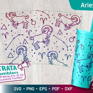 Ram - Zodiac - Horoscoop Svg voor Strata Tumblers 22 oz, Zodiac Sign Svg, Constellation Svg voor Strata Cup Svg, Png Cut bestand