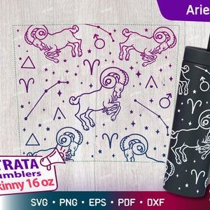 Ram - Zodiac - Horoscoop Svg voor Strata Skinny Tumblers 16 oz, Full Wrap Zodiac Sign Svg, Constellation Svg voor Starta Skinny 16 oz