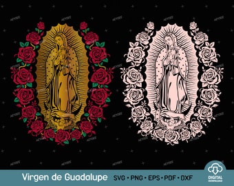グアダルーペの聖母 SVG PNG ファイル、メキシコの聖母 SVG、聖母マリア SVG、グアダルーペの聖母 SVG、聖母マリア SVG カット ファイル PNG 昇華