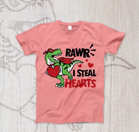 Boys Valentines Day Shirt Kids T-Rex Dinosaur I Steal Hearts Boys Valentines Day Shirt Kids T-Rex Dinosaur I Steal Hearts