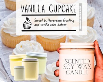 Vanilla Cupcake Scented Candle | Birthday Cake Fragrance Soy Candle Gift