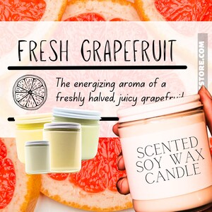 Fresh Grapefruit Scented Soy Candle Gift  Natural Fragrance