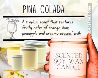 Pina Colada Soy Candle / Pineapple Coconut Candle Gift