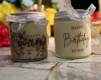 Happy Birthday! Confetti Candle | Vanilla Cake Scented Soy Candle Gift