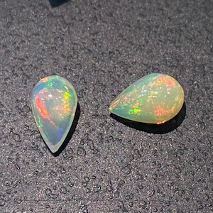 Drilled Opals Drops - 5-8mm Sizes Ethiopian Mined Natura Opals AAAA Flash Drilled (Tip) Untreated Ethiopian Opal Teardrops