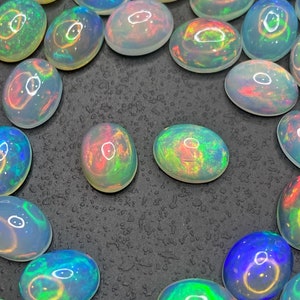 Ethiopian Natural Opals Cabochons Ovals - Perfectly calibrated AAA Quality  - Loose Opals 6x4mm, 7x5mm, 8x6mm and 9x7mm Sizes