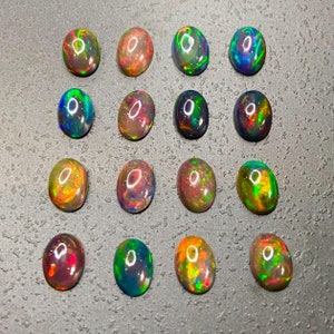 Natural Black Opals Cabochons Ovals  - Calibrated AAAA Quality  - Loose Opals 6x4mm, 7x5mm, 8x6mm and 9x7mm Ethiopian Mined