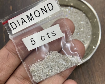 5 Cts de polvo de diamante blanco natural, chispas rotas BRILLANTES de diamantes facetados, arena de diamantes pulidos