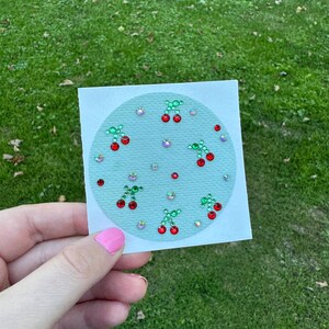 Cherry Rhinestone CGM Overpatch | Mint Green Sparkly Sensor Patch