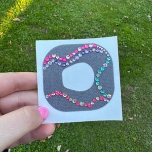 Multicolor Wavy Rhinestone Dexcom G7 Overpatch | Sparkly Gray CGM Sensor Patch