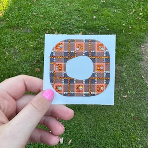 Fall Plaid Rhinestone Dexcom G7 Overpatch | Orange Sparkly CGM Sensor Patch