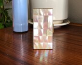 Vintage Marhill Mosaic Mother of Pearl Case - 1950s Mother of Pearl Brass Case - Vanity Decor - Glam
