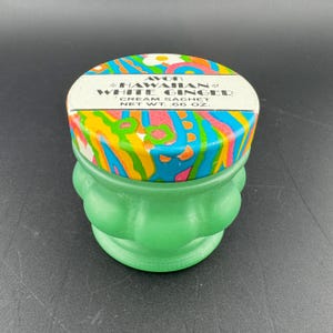 AVON Hawaiian White Ginger Cream Sachet Pot uit 1965 - Metalen schroefdop - Badkamerdecoratie - Glazen pot