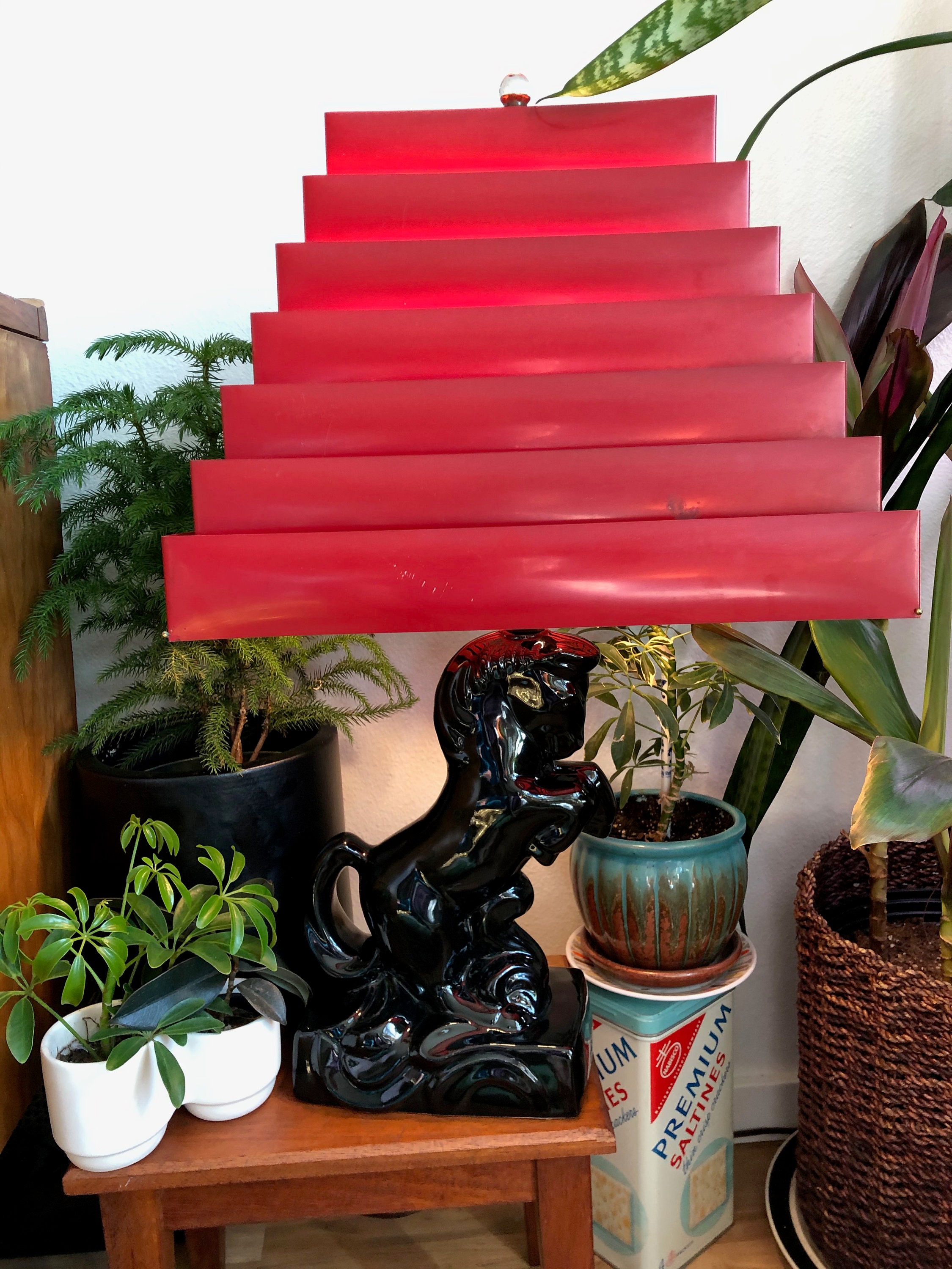 Lamps Home & Living Vintage MCM Ceramic Black Horse Table Lamp with