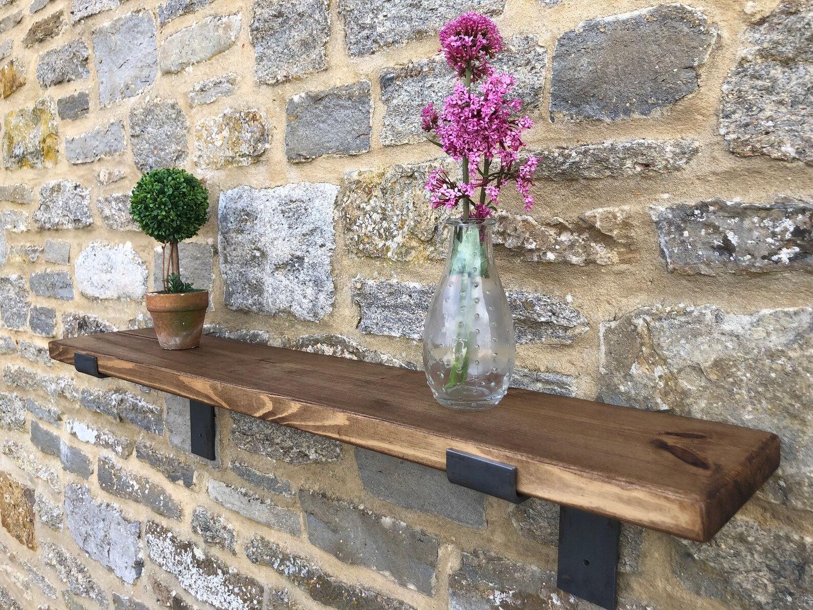 Rustic Shelves Handcrafted Solid Wood & Inverted Metal Shelf Etsy