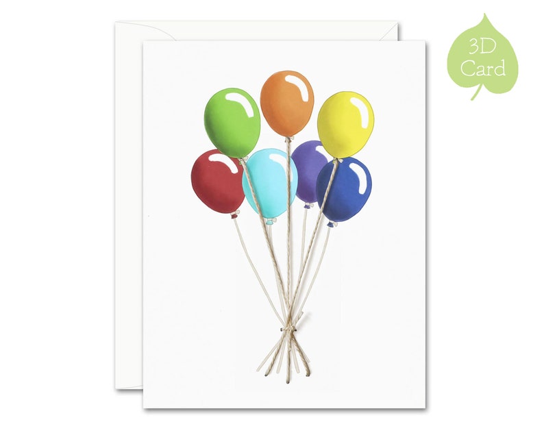Congratulations Greeting Card Balloon Bouquet 3D Birthday