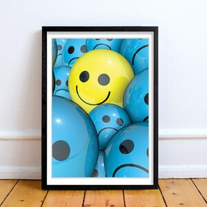 Smile Smiley Face Happy poster, Digital Illustration- A4/A3 Instant Download Print, Wall Art Print, Modern Wall Art,3D, Home Décor