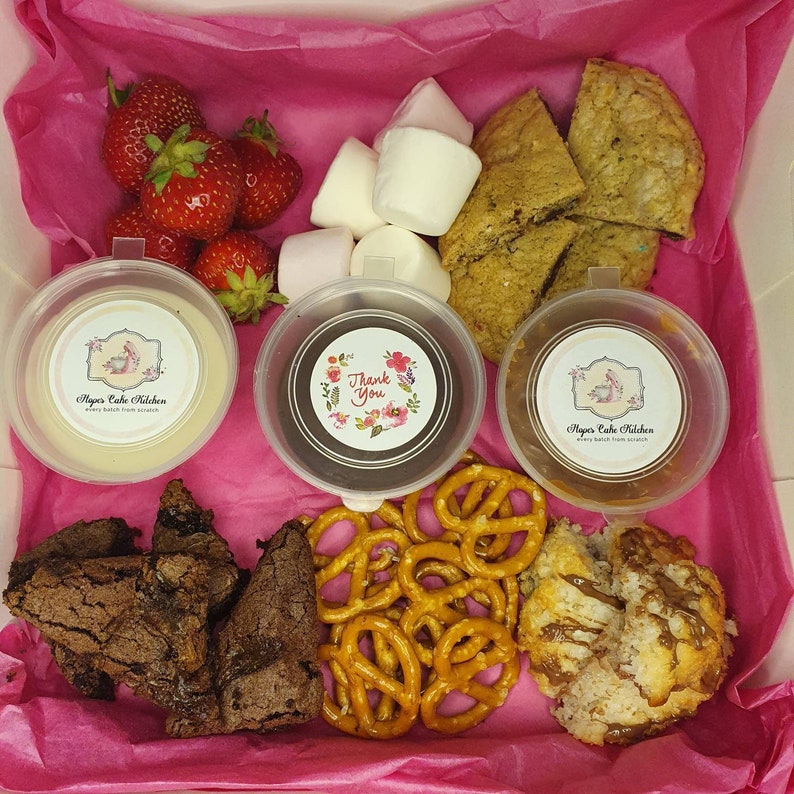 Chocolate Fondue Dipping Box With Homemade Treats Brownies Etsy UK