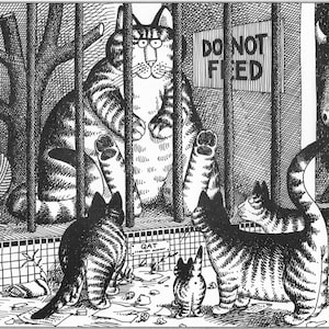 Kliban Cat Art Vintage Print Cat Lover Gift – Cats At The Zoo #8006