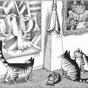 Kliban Cat Art Vintage Print – Cats At Art Gallery #8111
