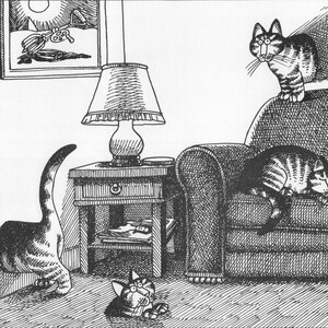 Kliban Cat Art Vintage Print Cat Lover Gift – Appearing & Disappearing Cats #7912