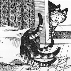 Kliban Cat Art Vintage Print Cat Lover Gift – Cats Playing In Paper Bag #7901