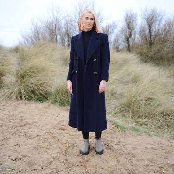 Alexon 80s Vintage Long Pure New Wool Coat - Dark