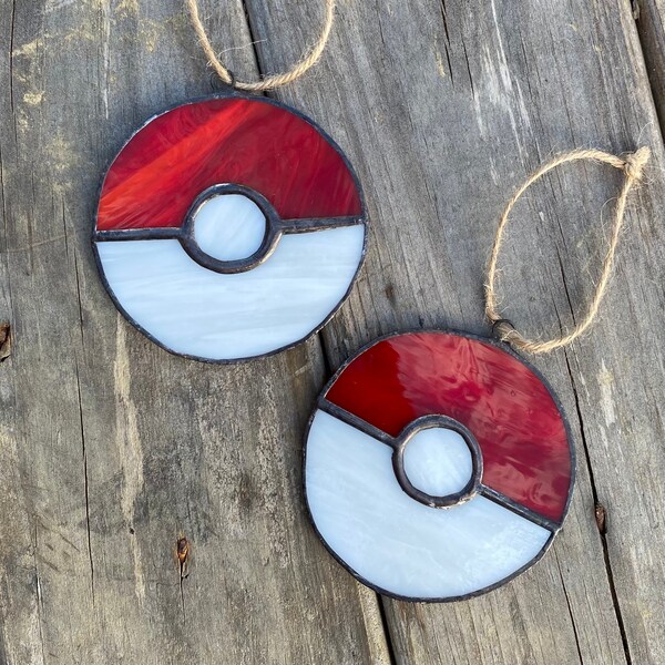 Pokeball Stained Glass Ornamnet