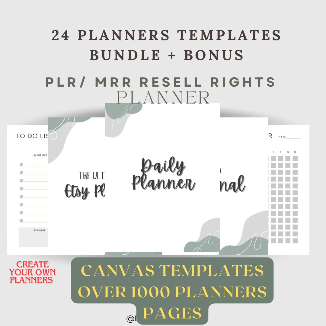 PLR MRR Planner Bundle | 24 Editable Canva Templates | Printable ...