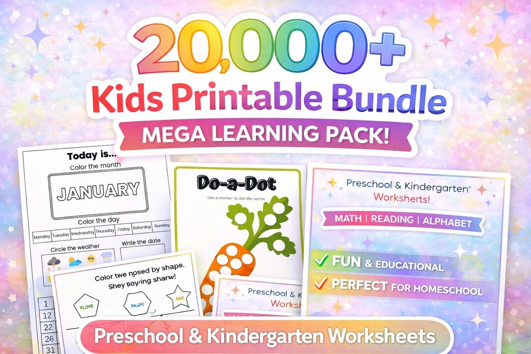 20,000+ Kids Printable Bundle | Mega Learning Pack | Preschool ...