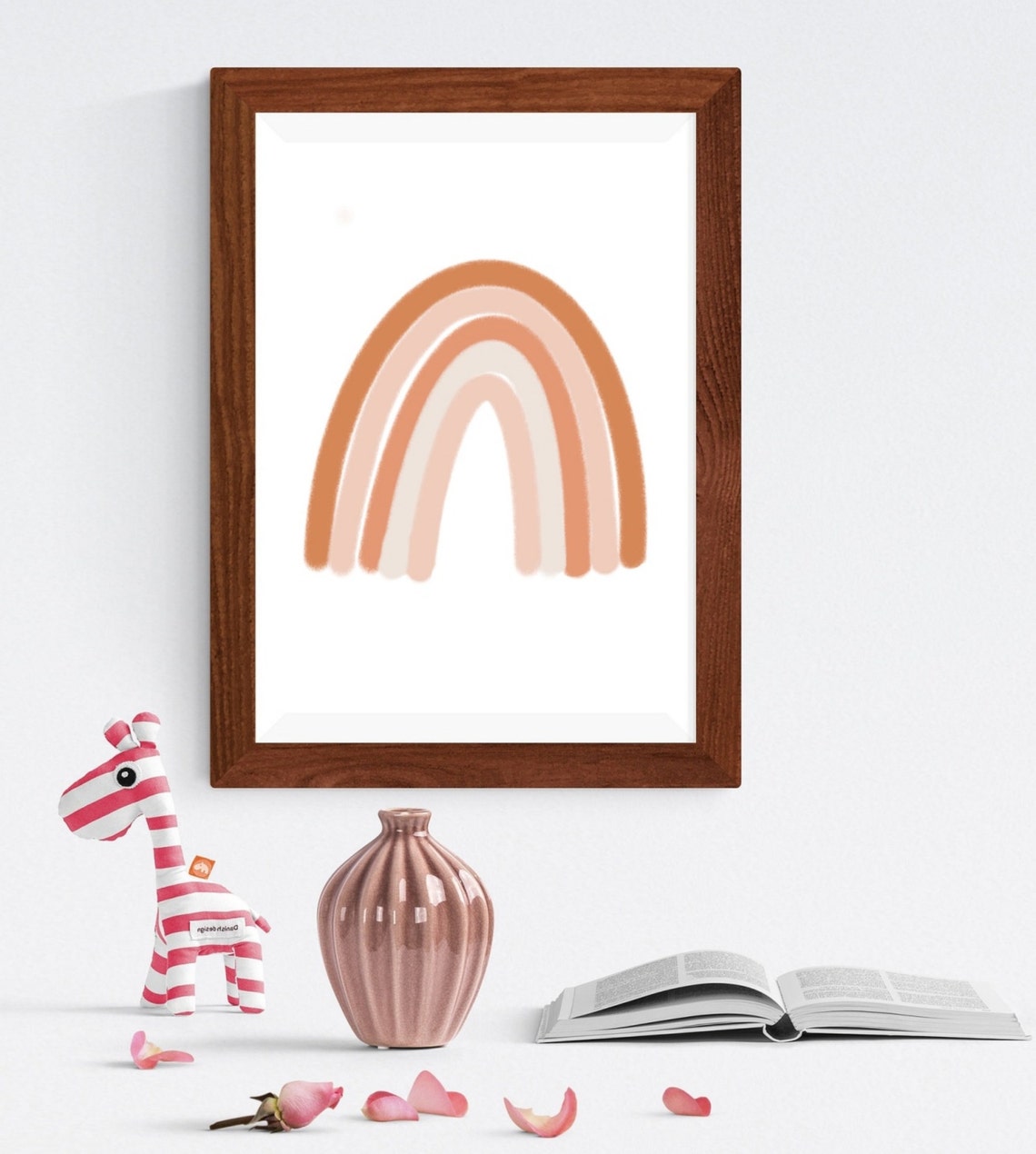 Neutral Rainbow Wall Art Set of 3 Prints Burnt Orange Etsy