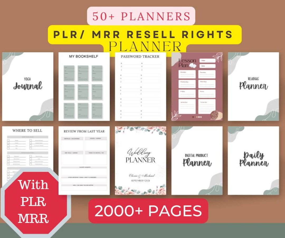 PLR Planner Bundle | 50+ Editable Canva Templates | Printable Planner ...