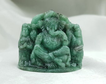 Natural Emerald Ganesh statue Emerald carved Ganesh Ji idol with lab certificate