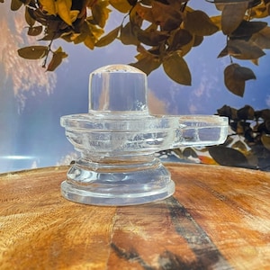 3.20&quot; Crystal Shivling White Sphatik Shivling with Lab Certificate