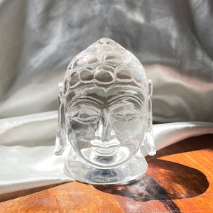 Idole originale de tête de bouddha sphatique en cristal avec certificat de laboratoire