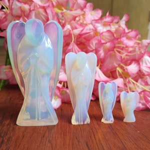 Original Opalite Angel Figurine, Hand Carved Guardian Crystal  Angel for Spiritual Healing Gift