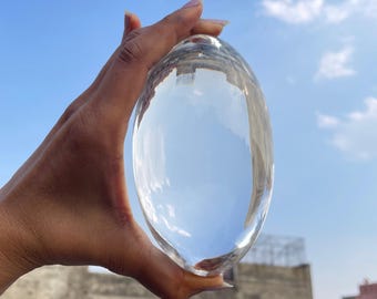 5" Crystal Lingam, White Sphatik Lingam, Original Crystal Lingam with Gems Certificate
