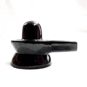 Black Jade Shivling, 2.70&quot; Inches Black Jade Aventurine Carved Shiva-lingam for Pooja Room