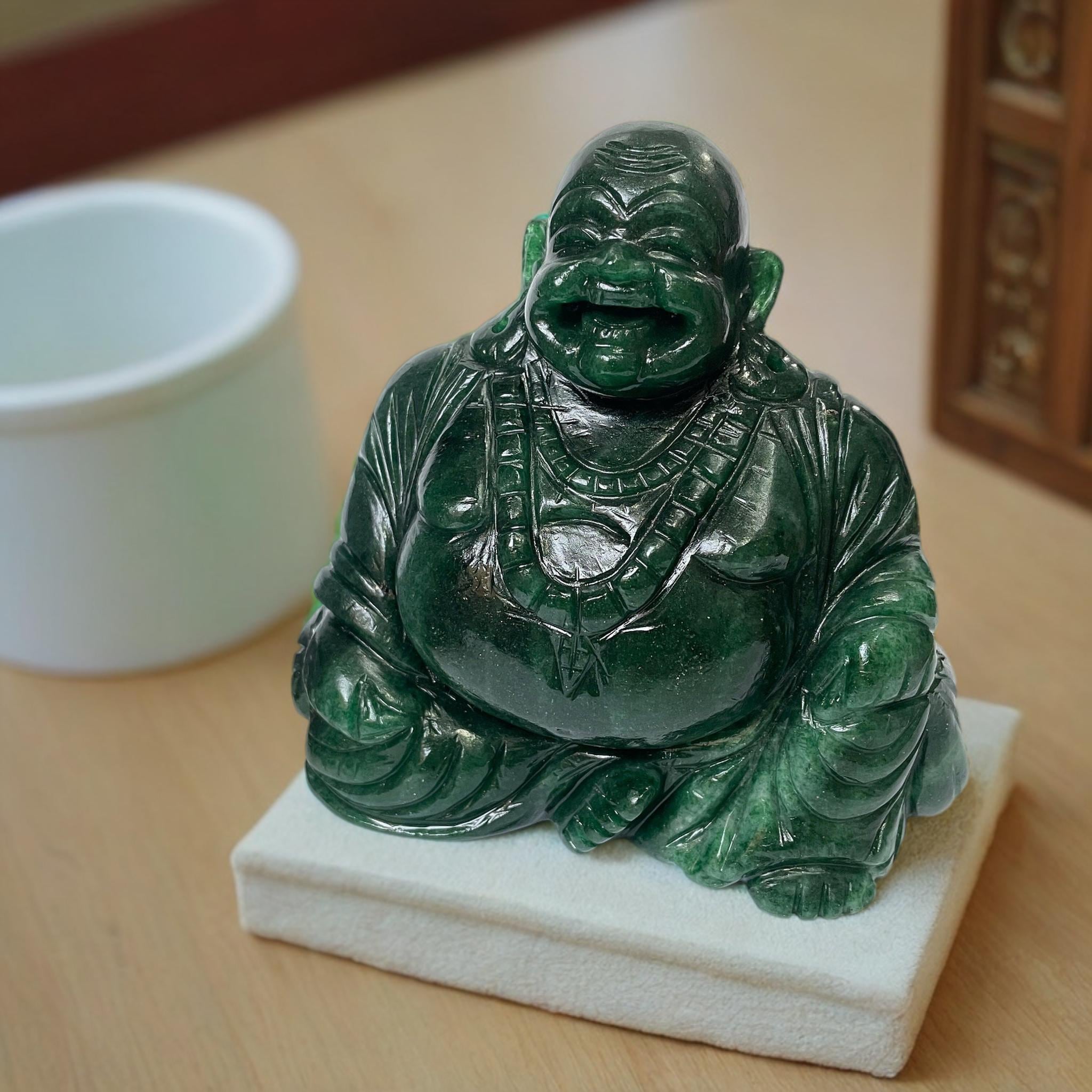 Qikuver Buddha Maitreya Che Ride, Statua Di Buddha In Ceramica, Scultura Di Tè Ornamentale, Mini - Foto 6