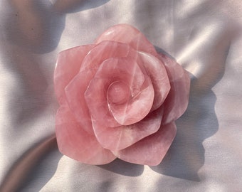 Rose Quartz Flower: Home Decor Gift, 5-inch Width