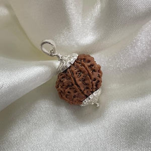 8 Mukhi Rudraksha, 8 Face Nepali Rudraksha Silver Pendant Lab Certified Rudraksha