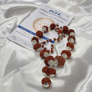 1-14 Face Rudraksha Beads Mala, Rudraksha Siddha Mala in Sterling Silver