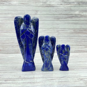 Natural Lapis Angels Figurine - Blue Lapis Stone Guardian Angels Handmade Angels for Good Luck, Decoration & Gifts