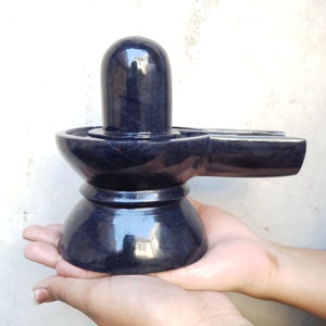 Blue Jade Aventurine Shivling, 6&quot; Handmade Stone Sculpture
