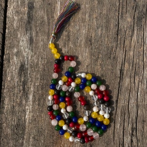 Handmade 9 Chakra Gemstone Mala Beads: Healing Necklace