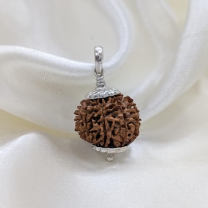 9 Mukhi Rudraksha Silver Pendant: Nepali Nine Face Durga Bead