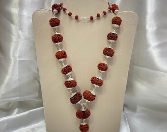 1 - 14 Mukhi Siddha Rudraksha Mala, 1 Faced to 14 Faced Rudraksha Necklace in pure 925 Sterling Silver, IGL Certified Siddha Rudraksha